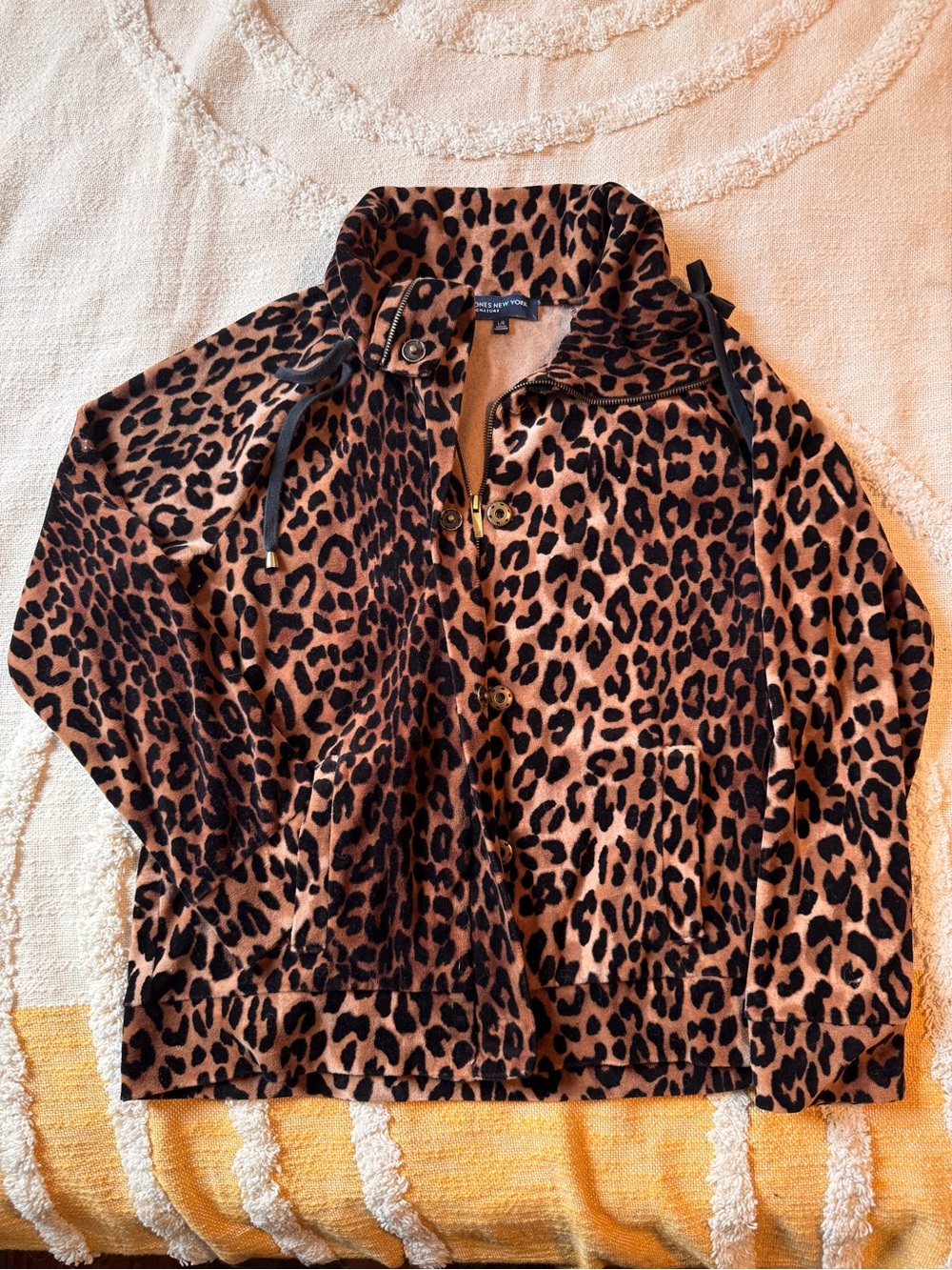 Jones New York Signature Leopard Print “Cheetah Girl” Zip Jacket - Brown & Black